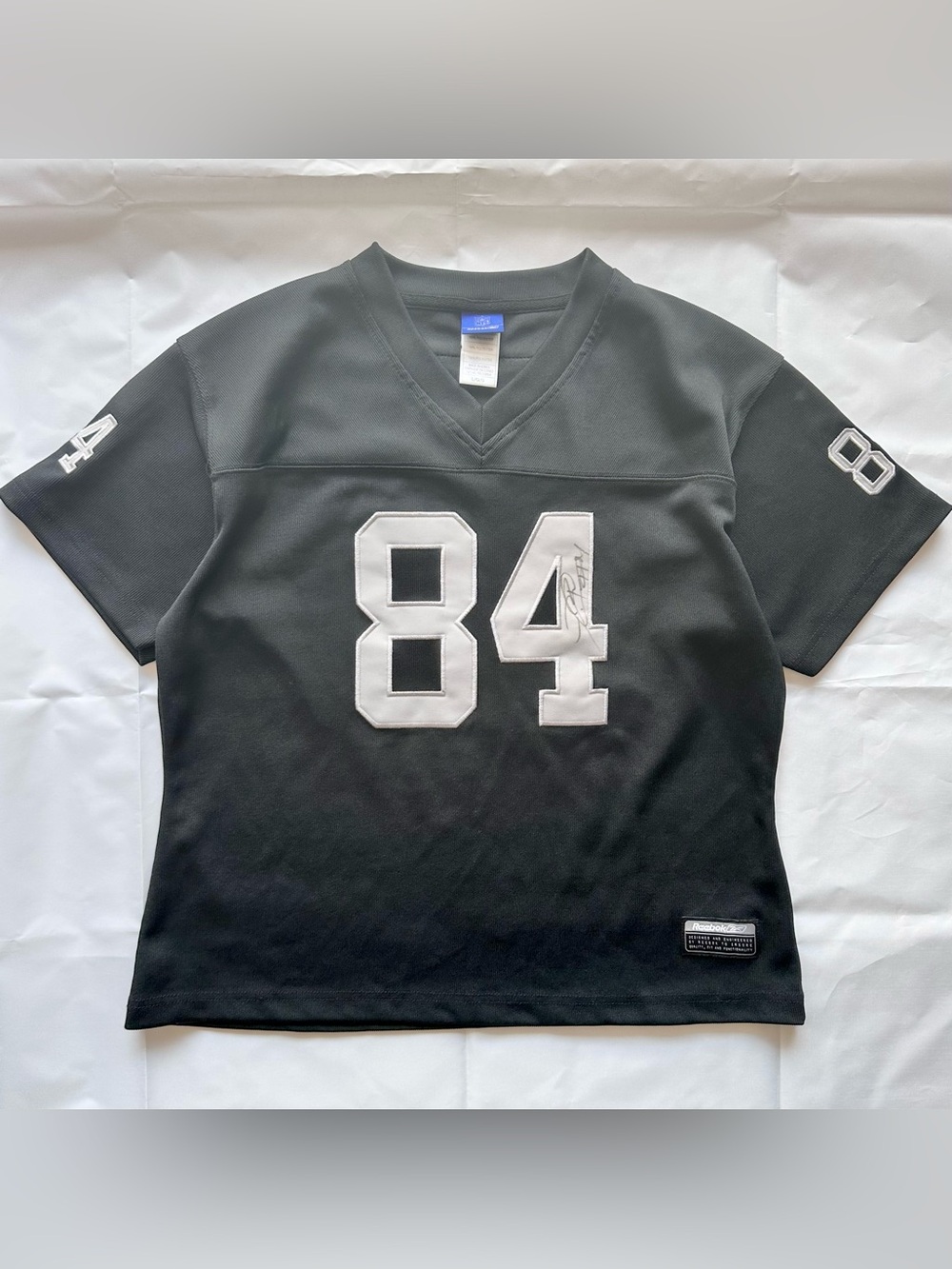 Vintage signed Reebok X NFL Oakland Raiders Jerry Porter 84 jersey shirt, large